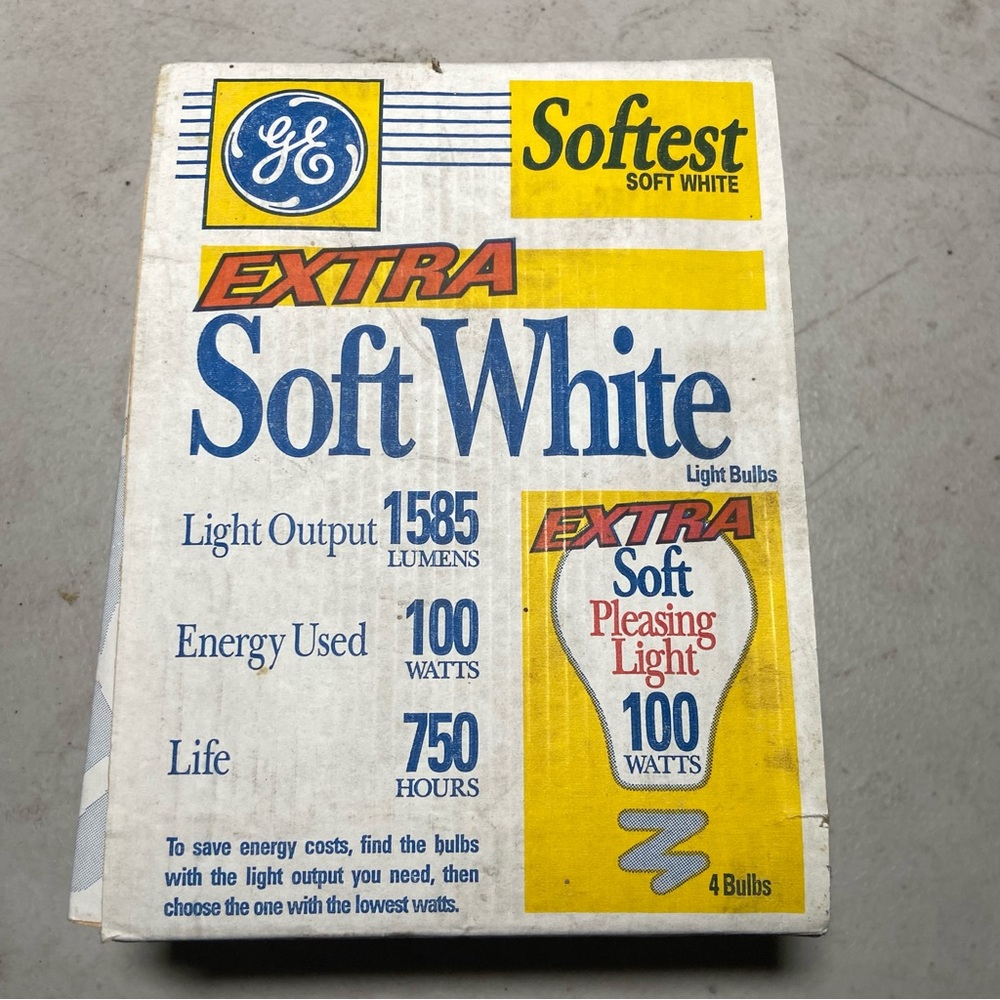 Vintage GE Extra Soft White Light Bulbs 100w